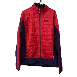 Patagonia Nano Puff Hybrid Jacket Men's Large Red Purple Fleece Full Zip‎